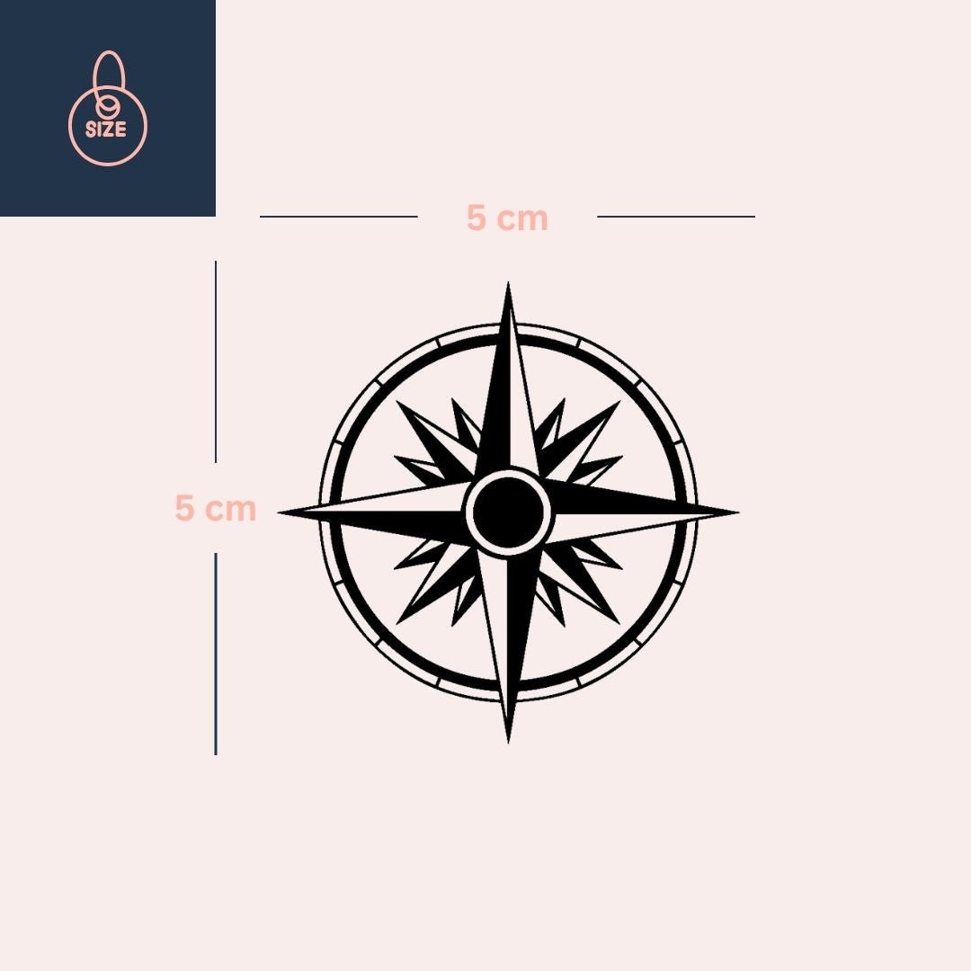 Geometric Compass Rose Temporary Tattoo - 4 | Temporalis