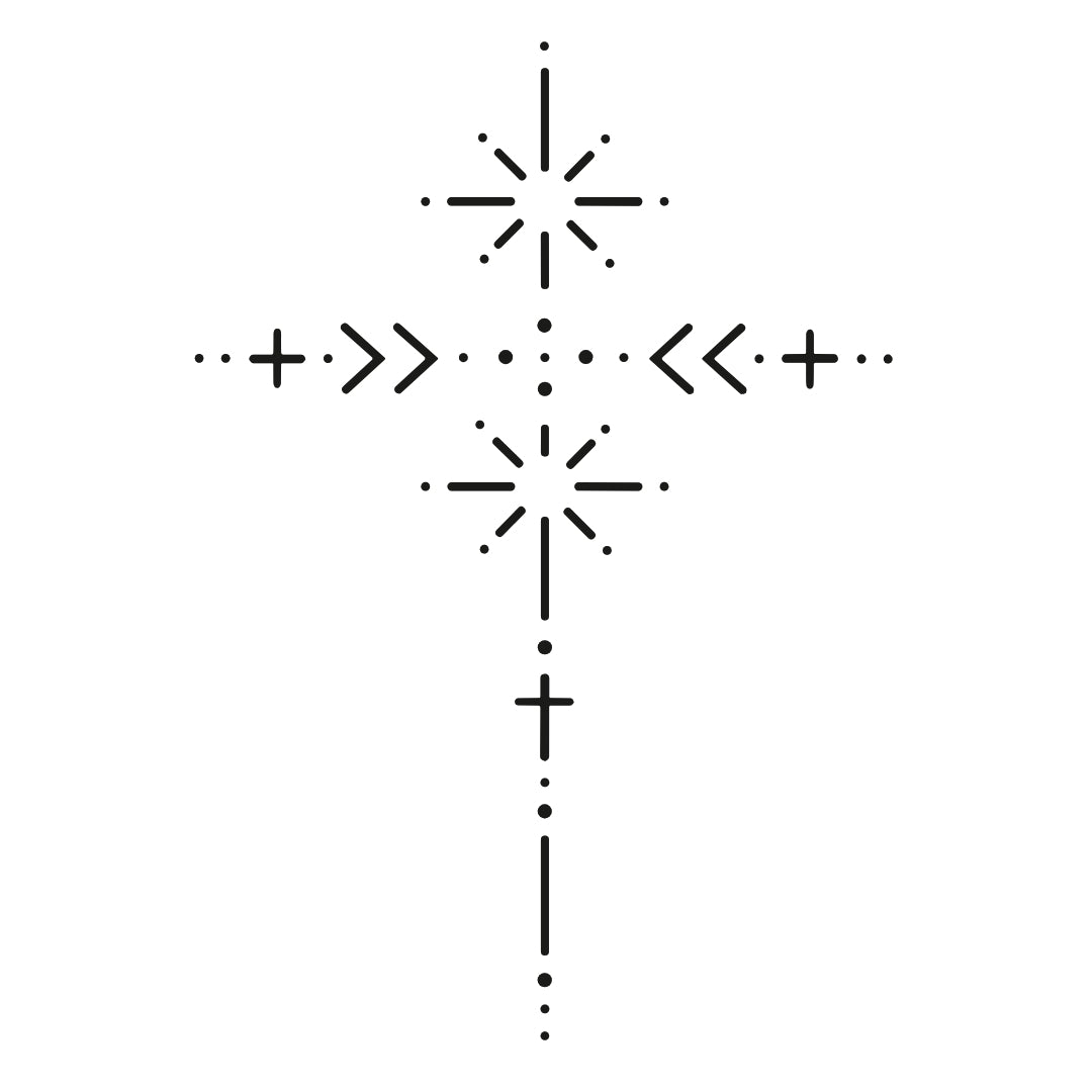 Geometric cross temporary tattoo with stars - 2 | Temporalis