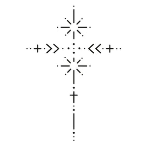 Geometric cross temporary tattoo with stars - 2 | Temporalis
