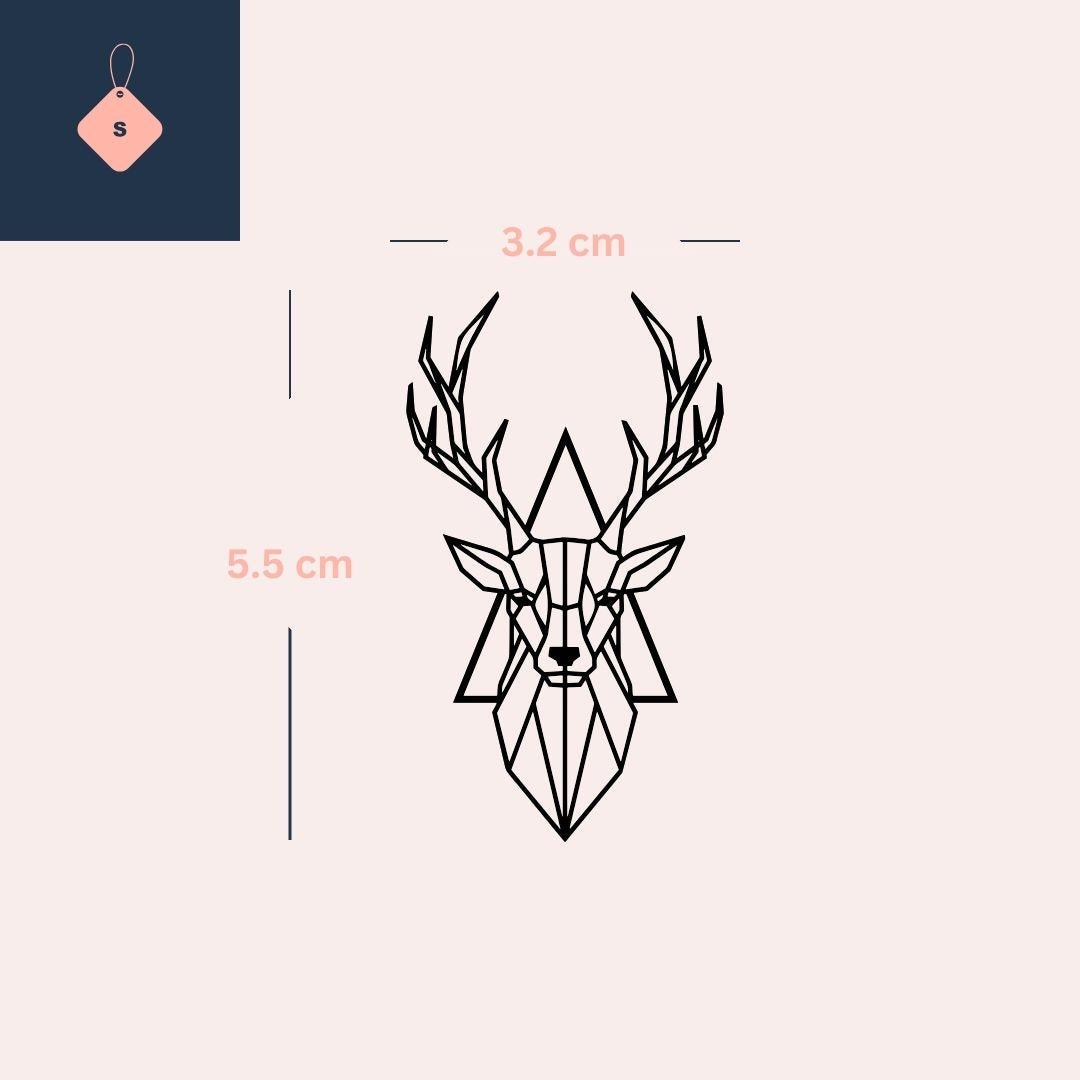 Geometric deer head temporary tattoo - 4 | Temporalis