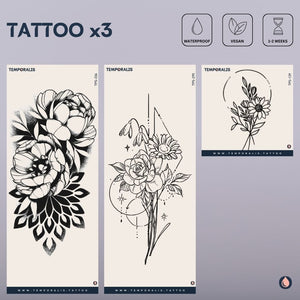 Geometric Flower - XL Tattoo Kit (3 tattoos) 2 - Temporalis