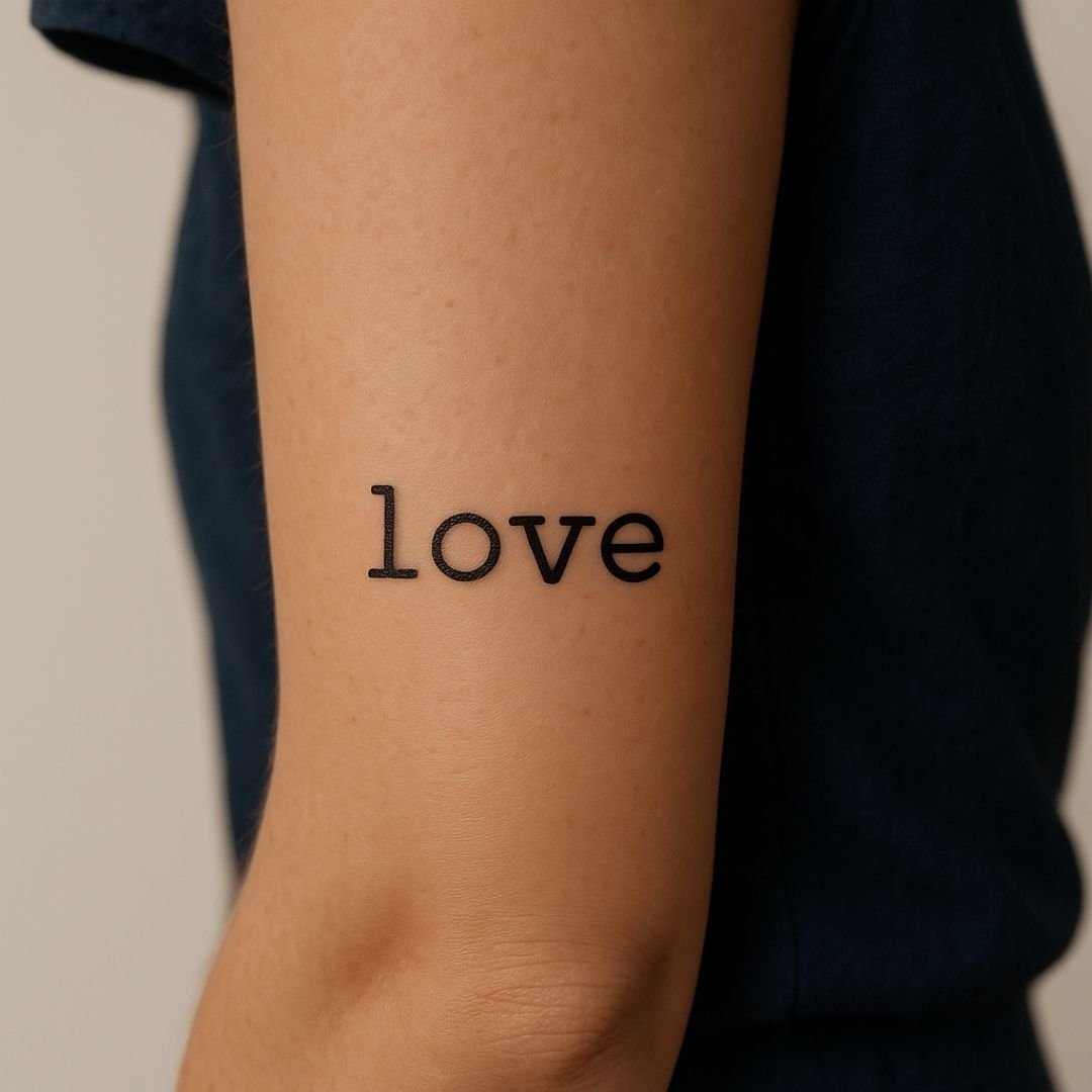Geometric 'love' temporary tattoo - 1 | Temporalis