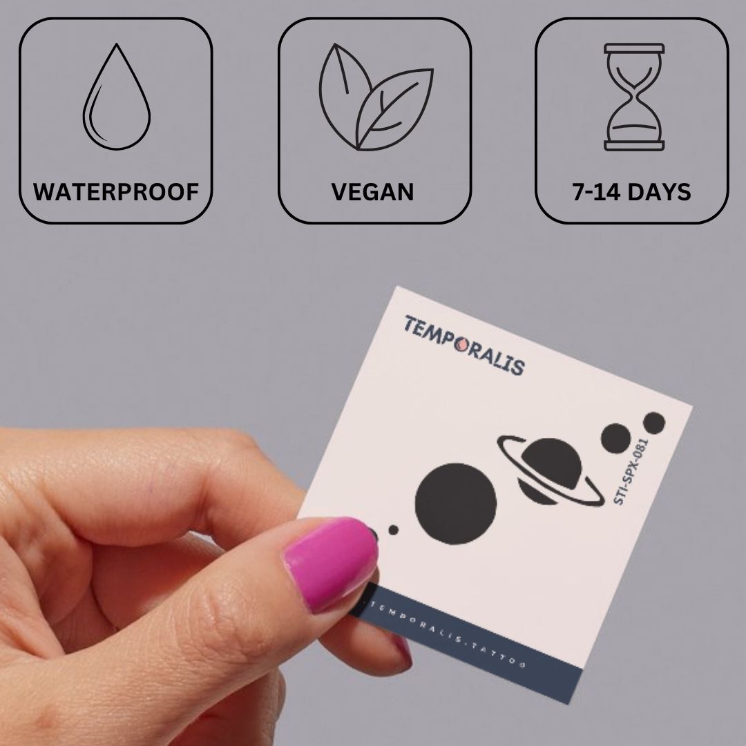 Geometric solar system temporary tattoo (nine planets) - 3 | Temporalis