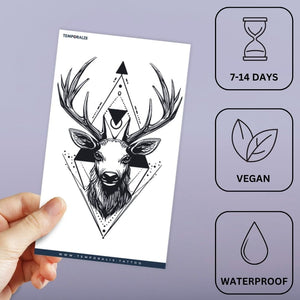 Geometric Stag Head Tattoo - 2 | Temporalis