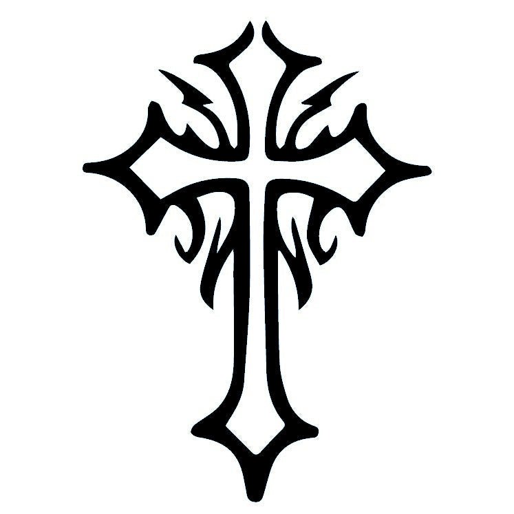 Gothic Christian cross temporary tattoo - 2 | Temporalis