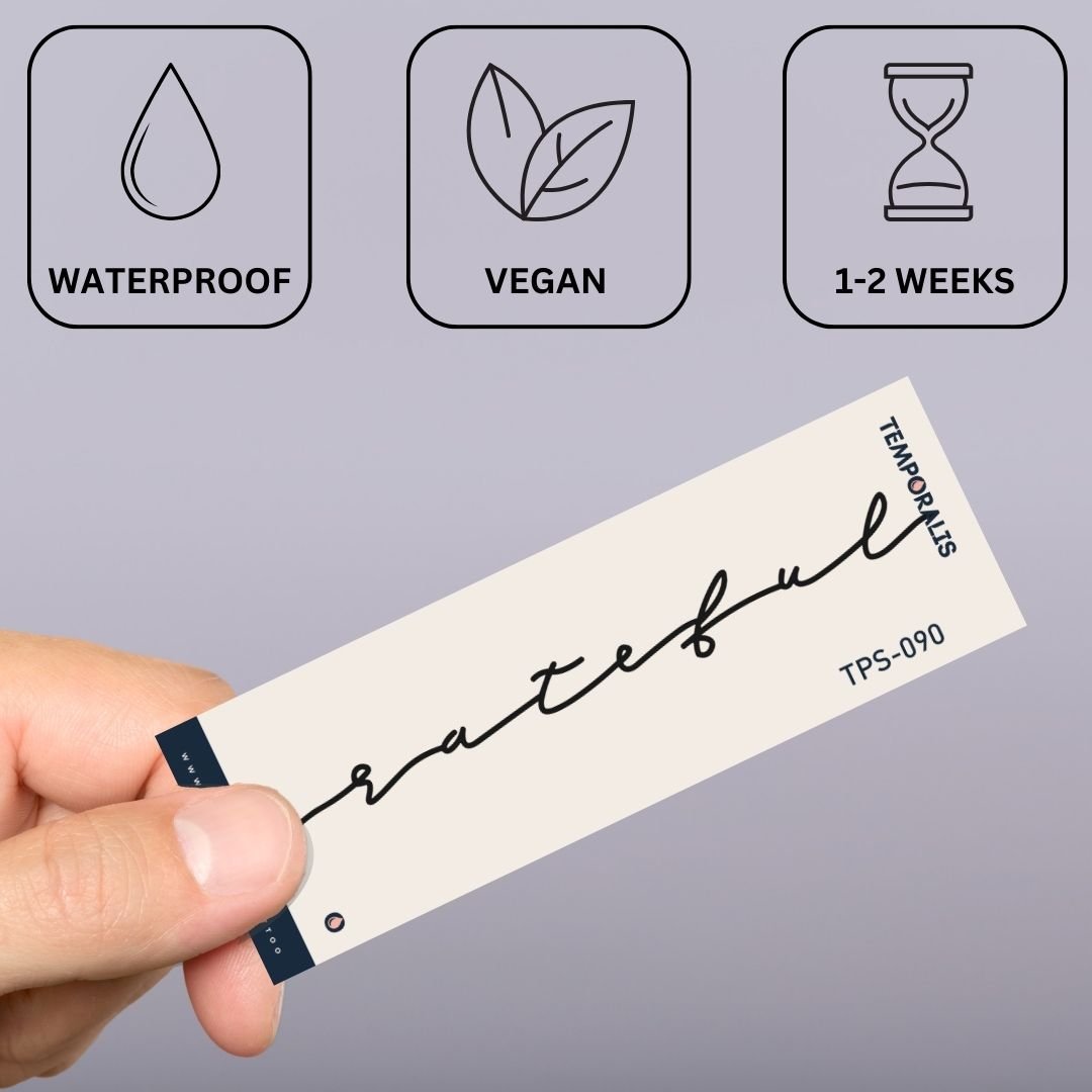 grateful' script temporary tattoo - 3 | Temporalis