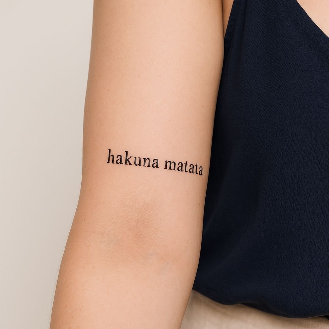 Hakuna Matata temporary tattoo in serif lettering - 1 | Temporalis