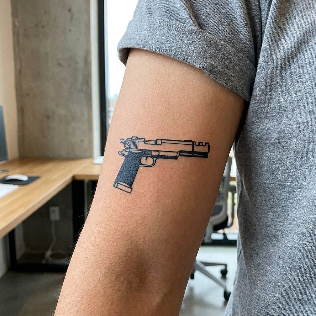 Handgun Pistol Tattoo - 1 | Temporalis