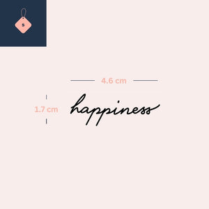 Happiness cursive script temporary tattoo - 4 | Temporalis