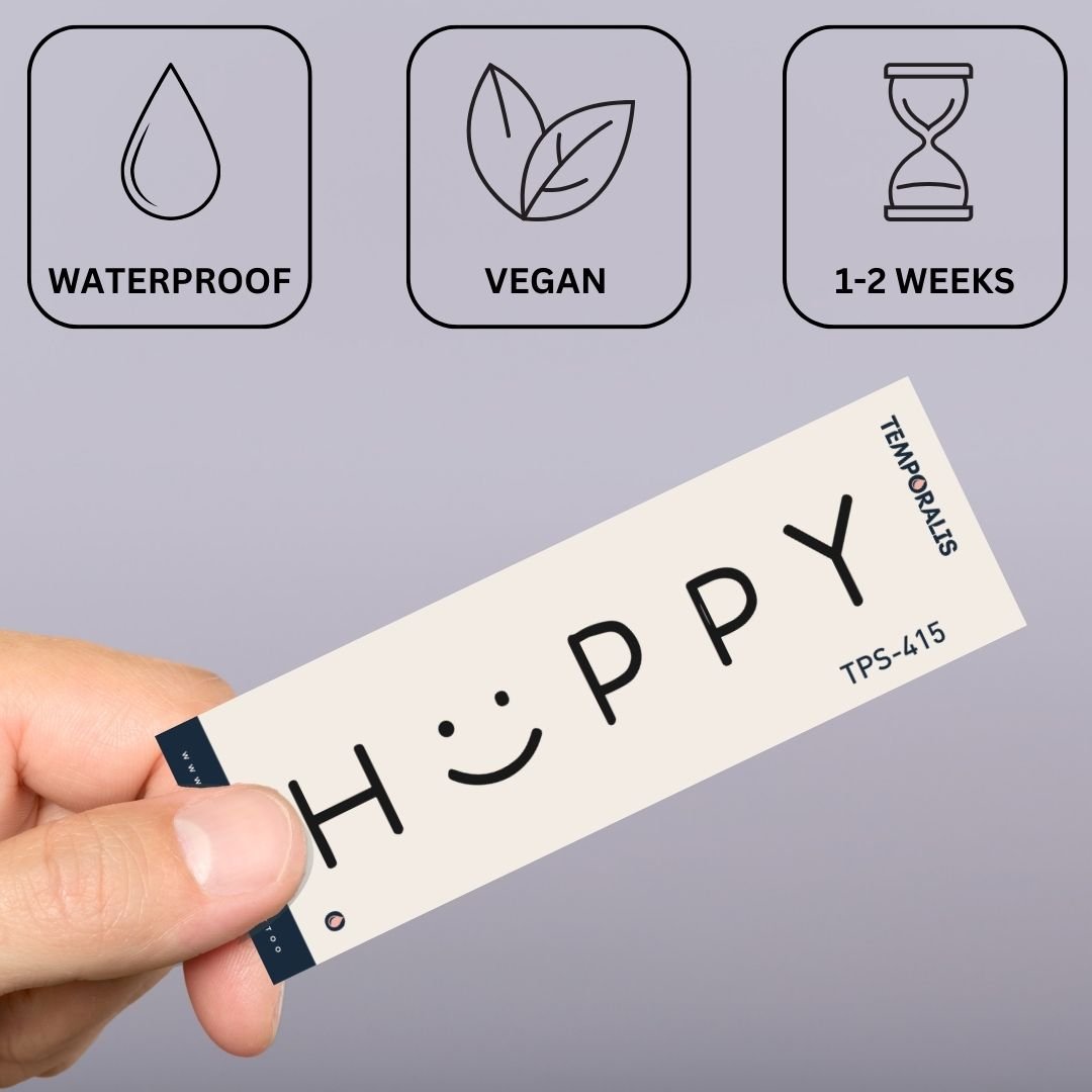 HAPPY temporary tattoo with A as a smiley - 3 | Temporalis