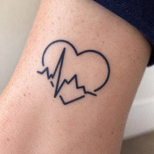 Heart Heartbeat Line Tattoo - 1 | Temporalis