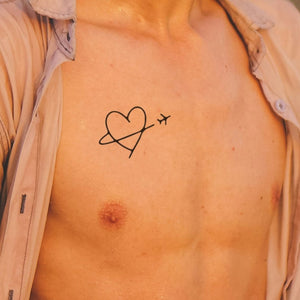 Heart in Orbit with Star Temporary Tattoo - 1 | Temporalis