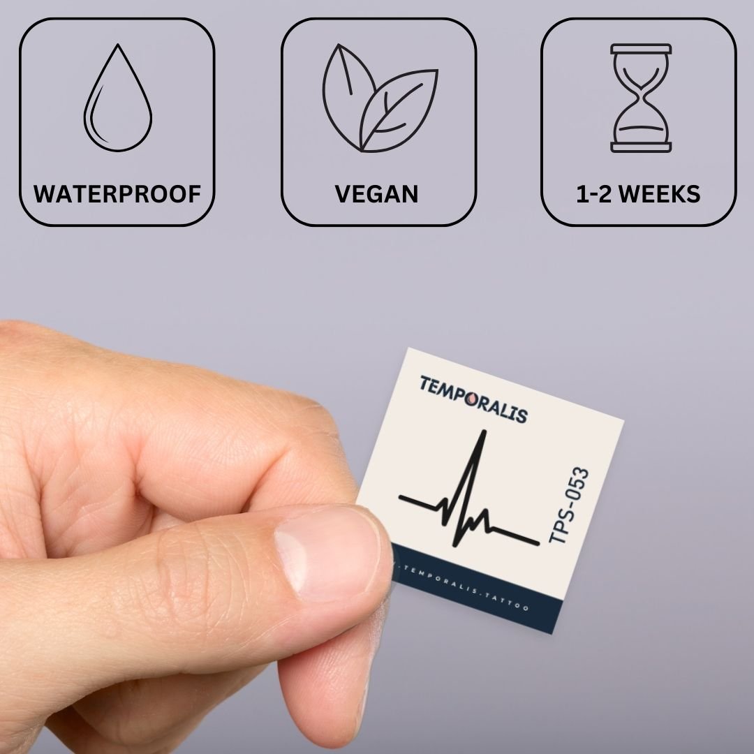 Heartbeat Line Temporary Tattoo - 3 | Temporalis