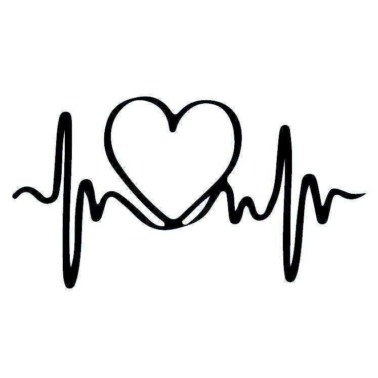 Heartbeat line temporary tattoo with heart - 2 | Temporalis