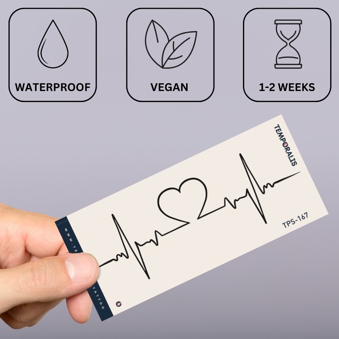 Heartbeat with heart temporary tattoo - 3 | Temporalis