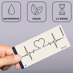 Heartbeat with heart temporary tattoo - 3 | Temporalis