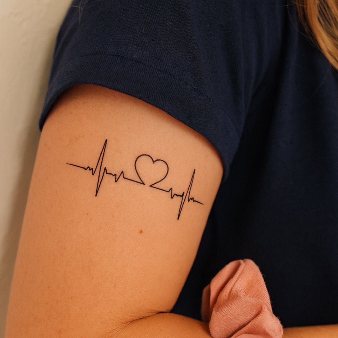 Heartbeat with heart temporary tattoo 5 - Temporalis