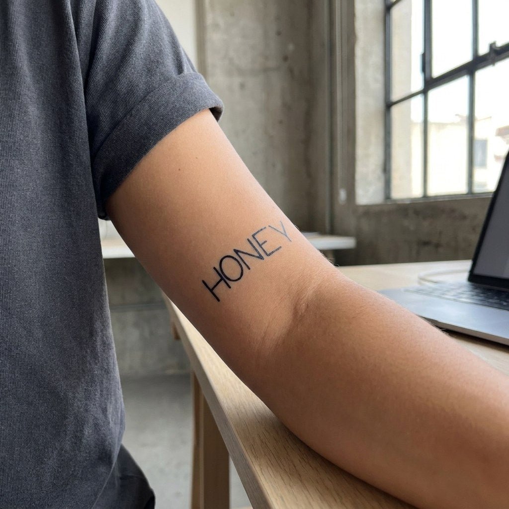 Honey Lettering Tattoo - 1 | Temporalis