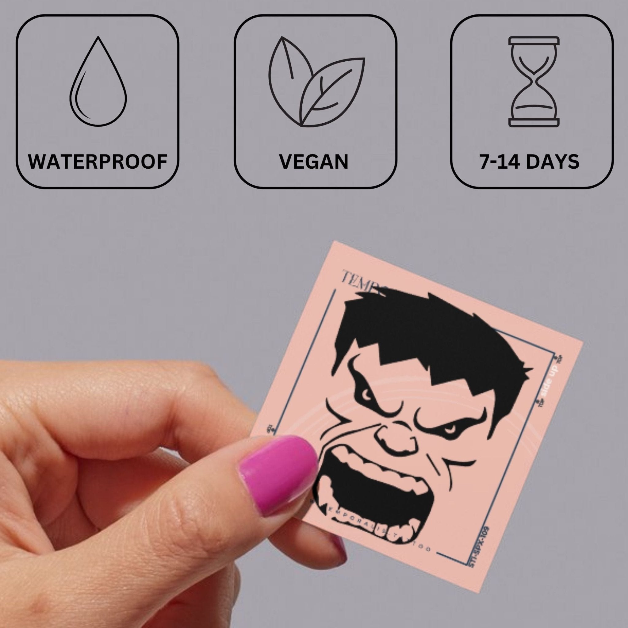 Hulk angry face temporary tattoo - 3 | Temporalis