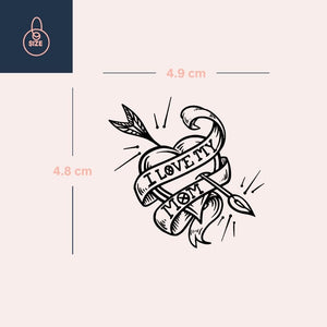 I Love My Mom Heart & Arrow Temporary Tattoo - 4 | Temporalis