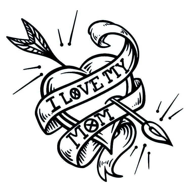 I Love My Mom Heart & Arrow Temporary Tattoo - 2 | Temporalis