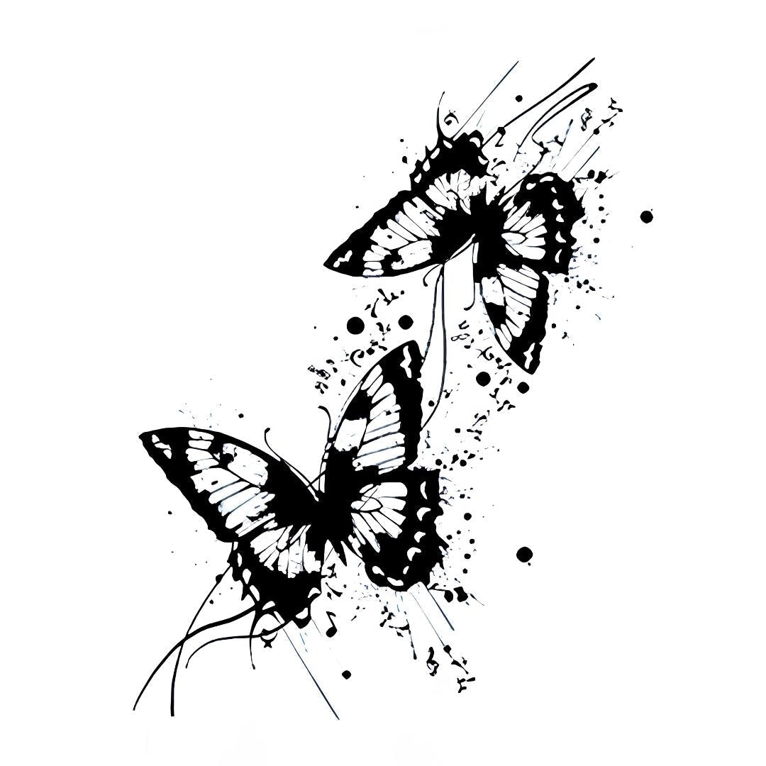 Ink Splash Butterfly Duo Tattoo - 2 | Temporalis