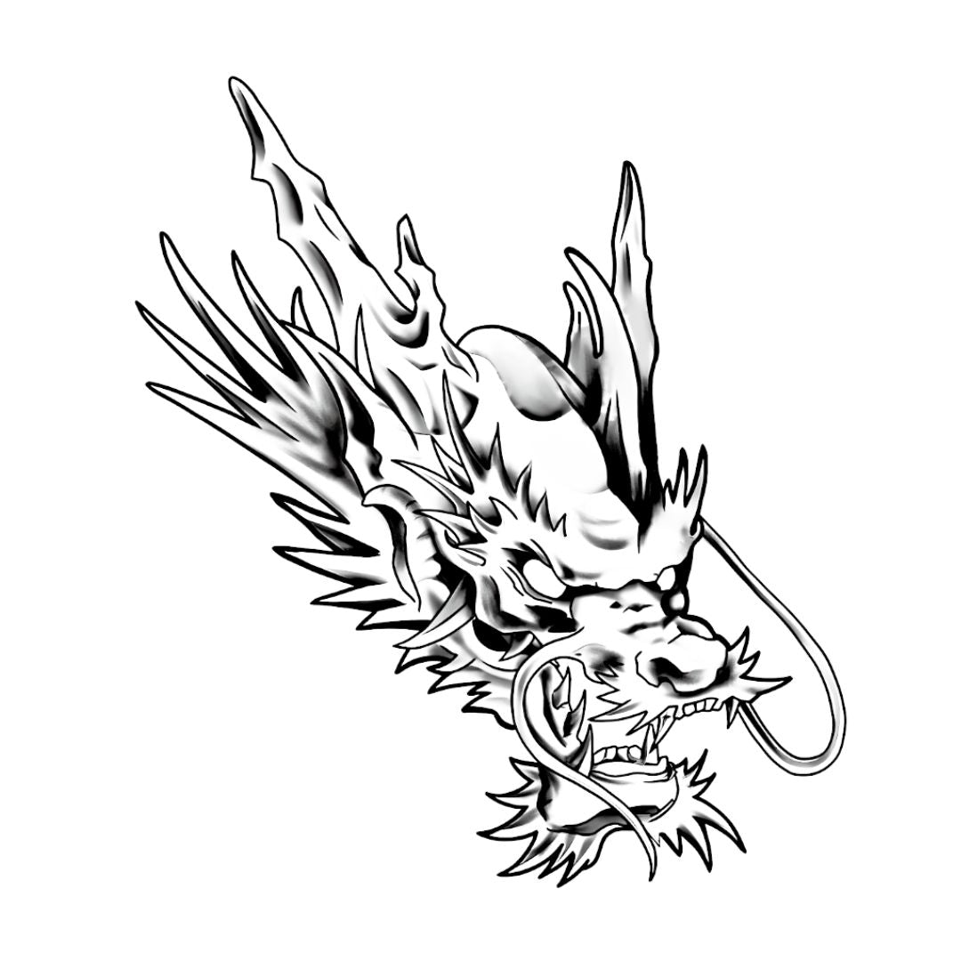 Japanese Dragon Head Tattoo - 2 | Temporalis