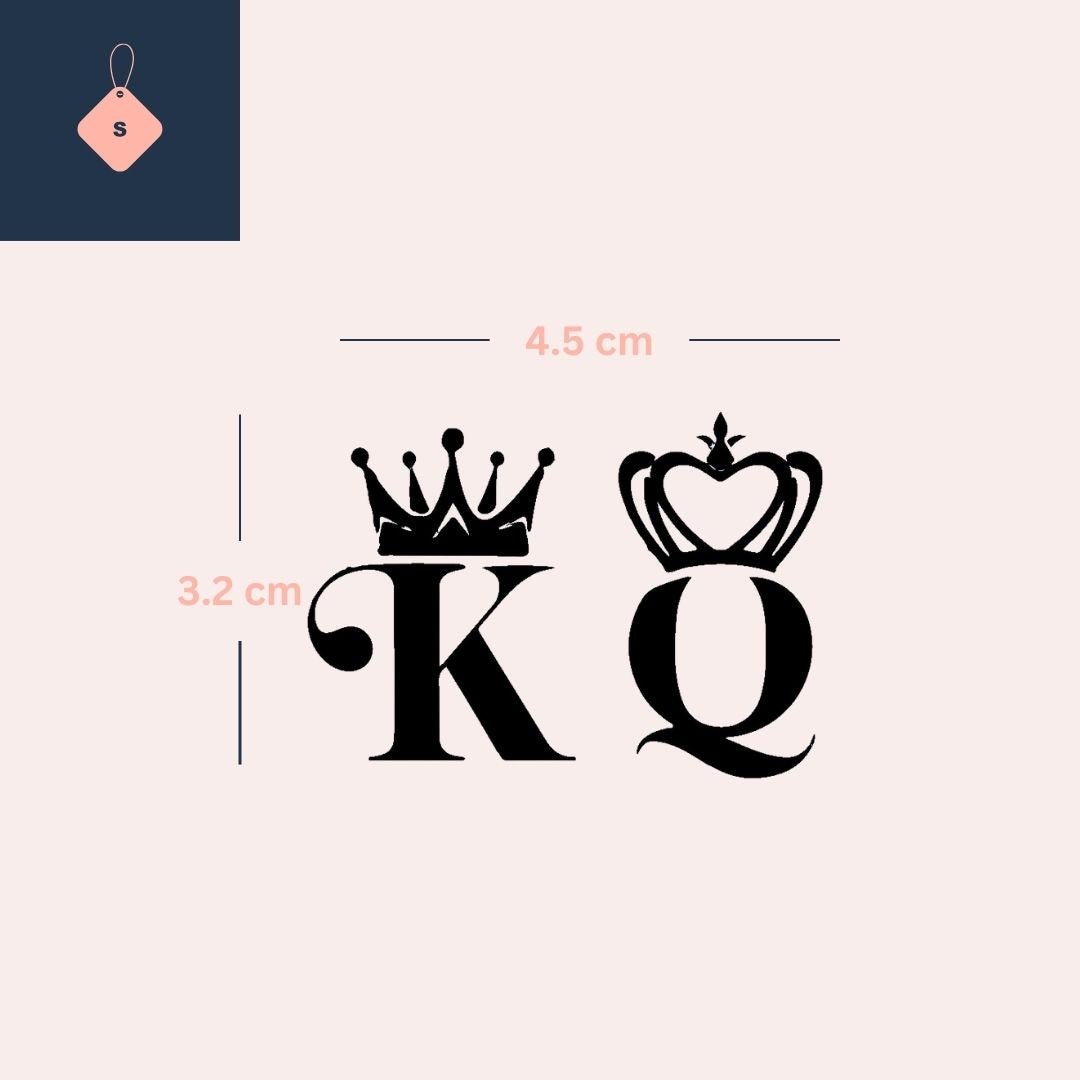 King & Queen initials temporary tattoo with crowns - 4 | Temporalis