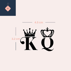 King & Queen initials temporary tattoo with crowns - 4 | Temporalis
