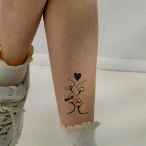 Kissing Faces & Heart Temporary Tattoo - 1 | Temporalis