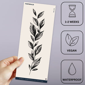 Leafy branch engraving - style temporary tattoo - 3 | Temporalis