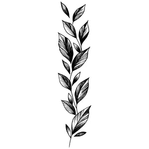 Leafy branch engraving - style temporary tattoo - 2 | Temporalis