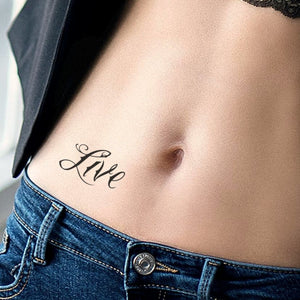 Live' calligraphy script temporary tattoo - 1 | Temporalis