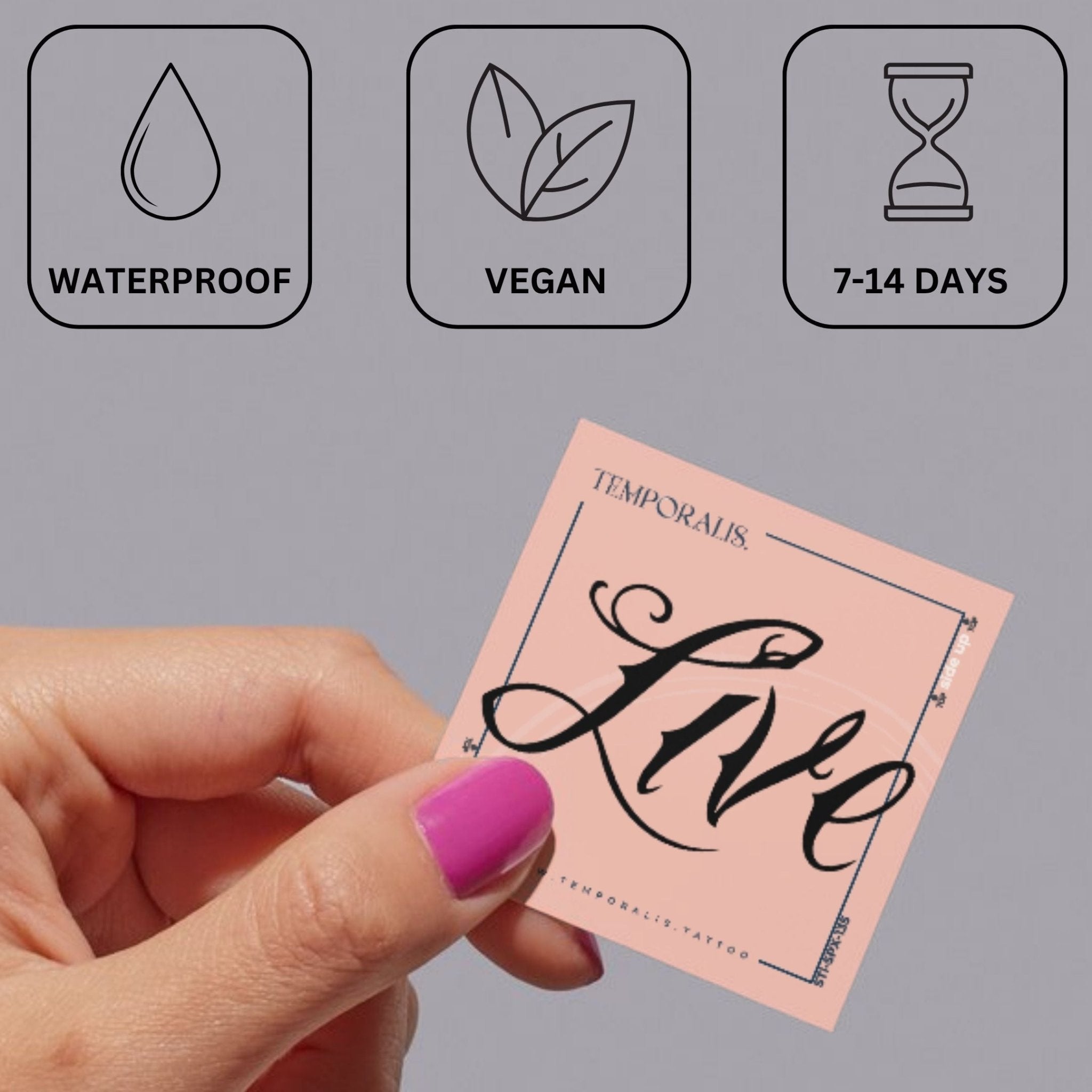 Live' calligraphy script temporary tattoo - 3 | Temporalis