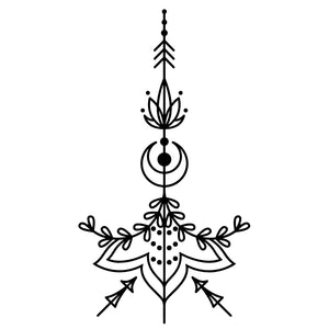 Lotus and crescent moon temporary tattoo, symmetrical - 2 | Temporalis