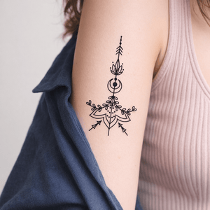 Lotus and crescent moon temporary tattoo, symmetrical - 5 | Temporalis