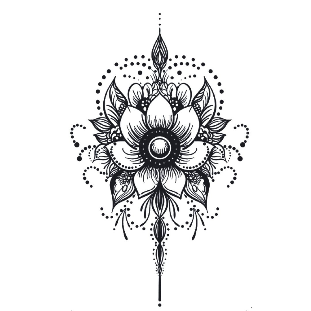 Lotus Mandala Flower Tattoo - 2 | Temporalis
