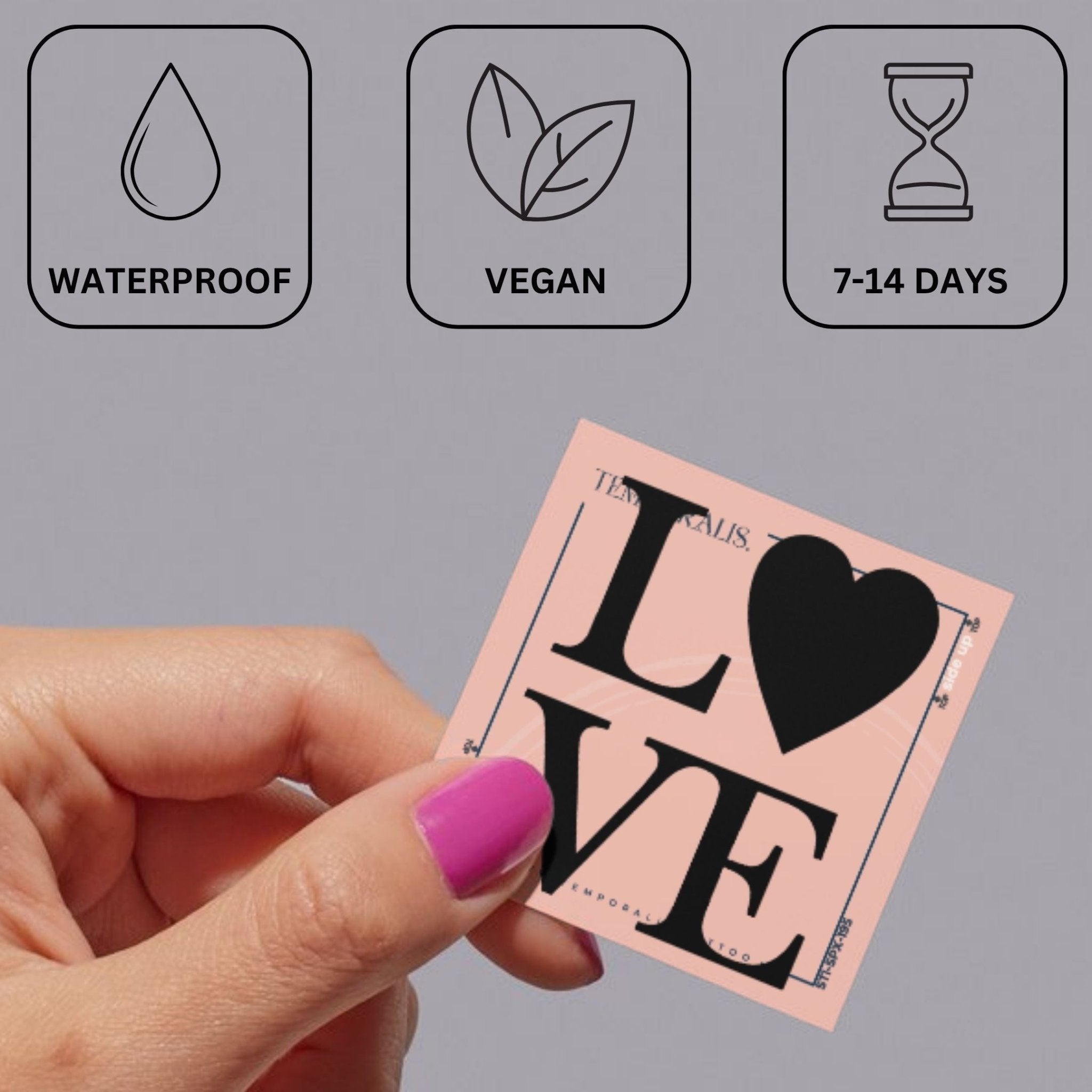 LOVE temporary tattoo, heart as the O - 3 | Temporalis