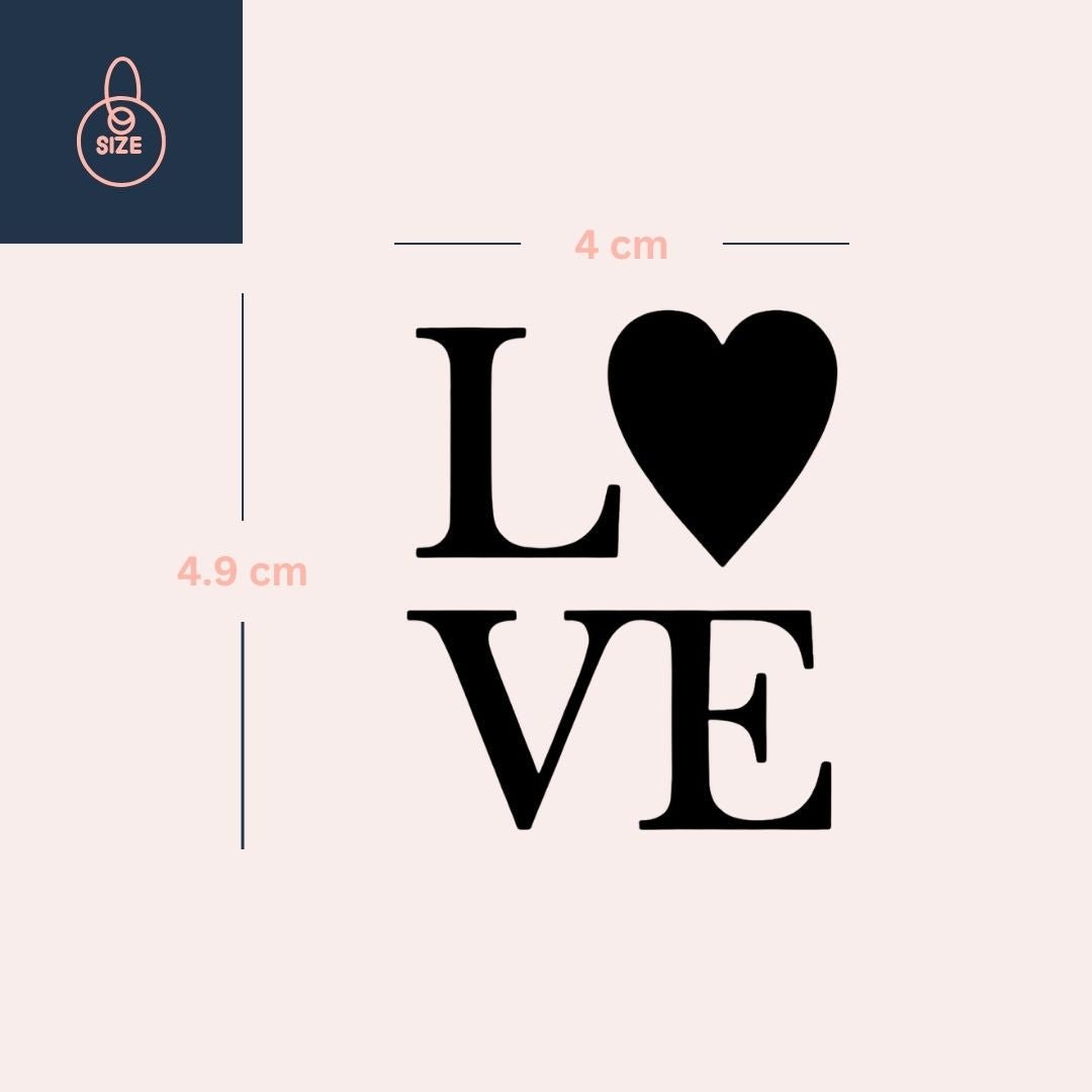LOVE temporary tattoo, heart as the O 3 - Temporalis