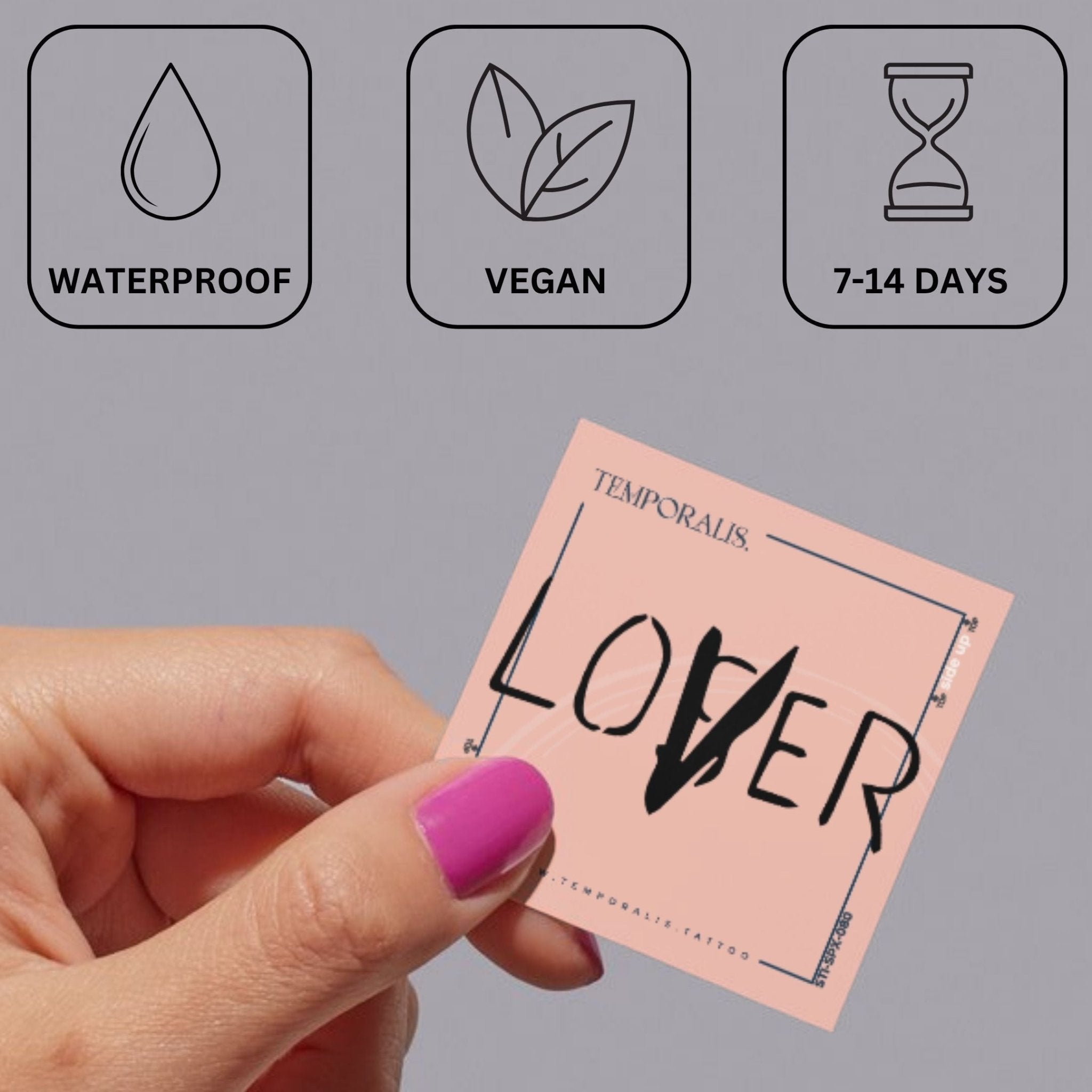 LOVER (LOSER corrected) temporary tattoo - 3 | Temporalis