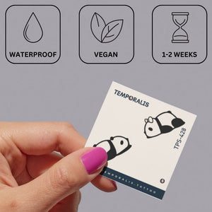 Lying down panda duo temporary tattoo, one with bow - 3 | Temporalis