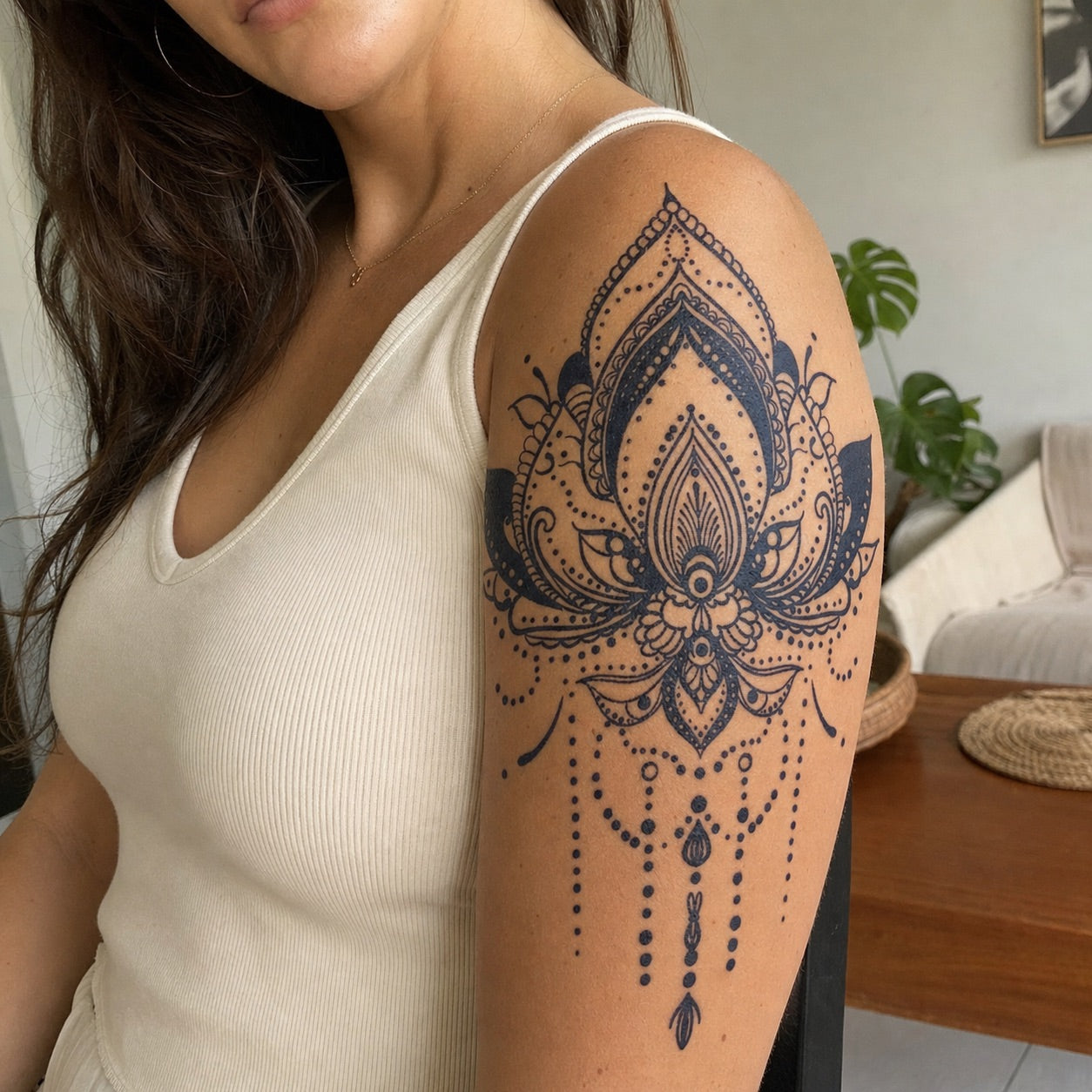 Mandala Lotus Chandelier Tattoo - 1 | Temporalis