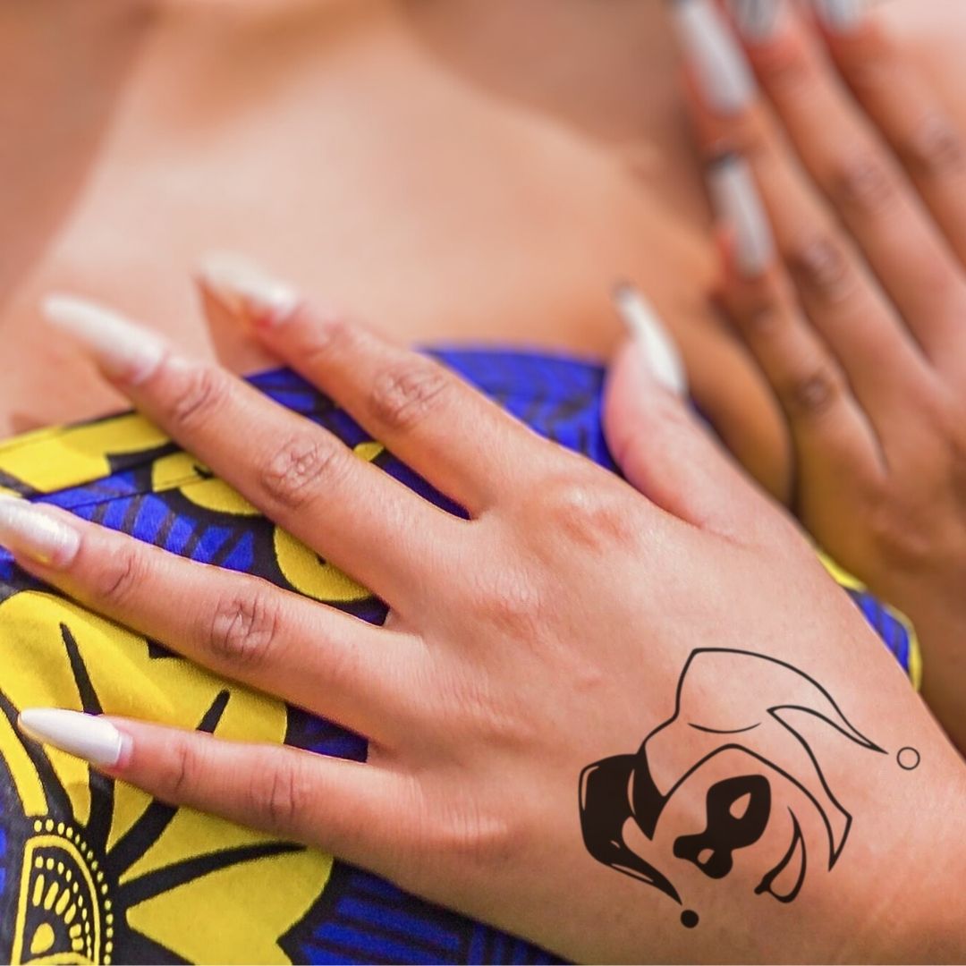 Masked Female Jester Temporary Tattoo - 1 | Temporalis