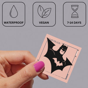 Masked superhero temporary tattoo with bat cape - 3 | Temporalis