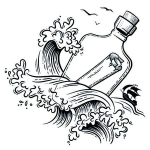 Message in a bottle temporary tattoo with sailboat - 2 | Temporalis