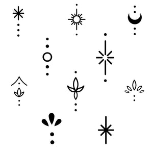 Mini set of 10 celestial finger temporary tattoos - 3 | Temporalis