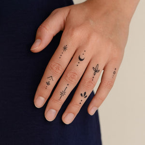 Mini set of 10 celestial finger temporary tattoos - 2 | Temporalis