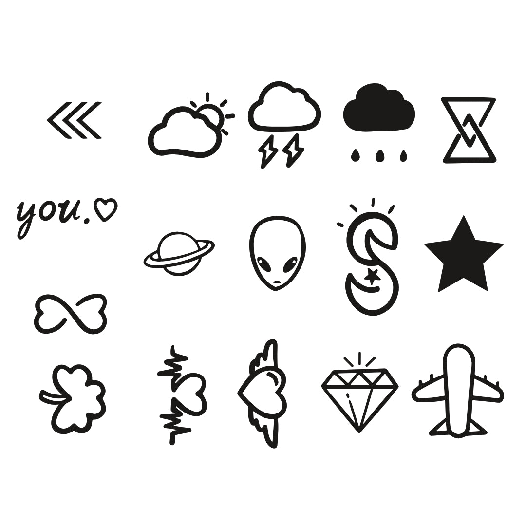 Mini set of 16 fun finger temporary tattoos - 3 | Temporalis