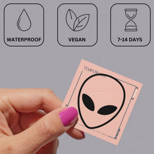 Minimalist alien head temporary tattoo - 3 | Temporalis