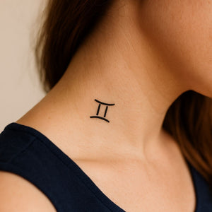 Minimalist Gemini zodiac temporary tattoo - 1 | Temporalis